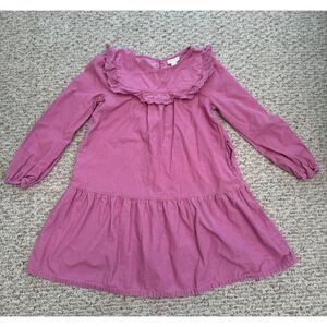 Cat & Jack Ruffle long sleeve Dress Corduroy Tiered‎ Prairie Cottagecore L